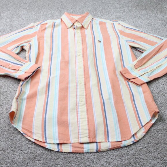 Polo Ralph Lauren Shirt Mens Medium Orange/Yellow/Blue Custom Fit Flesh Pony L/S - Picture 3 of 14